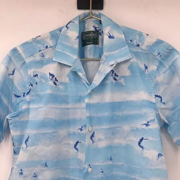 Gitman Bros Vintage Mens Surfer Waves Beach Hawaiian Shirt NWOT